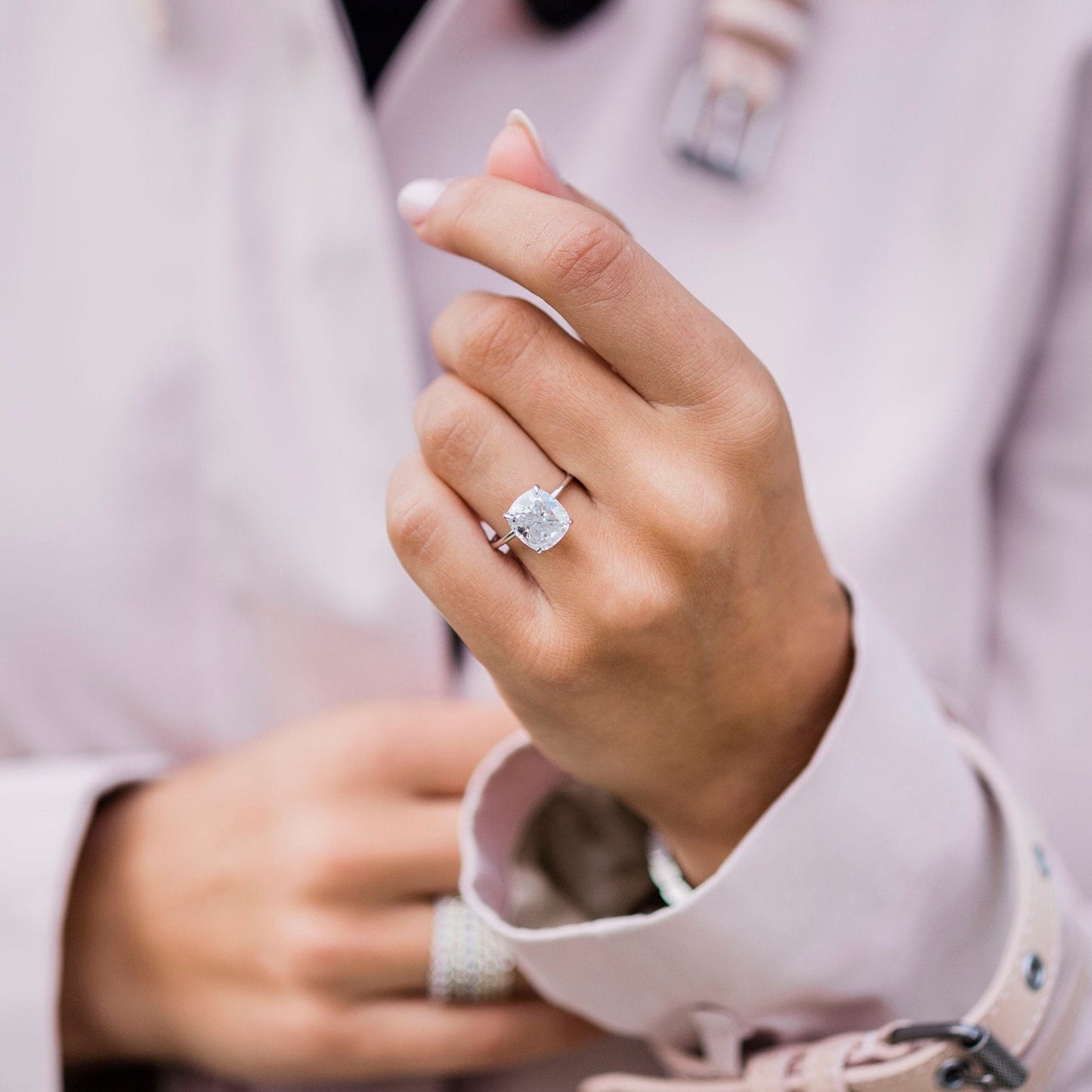 4.5 CT Cushion Solitaire Lab Grown Diamond Engagement Ring