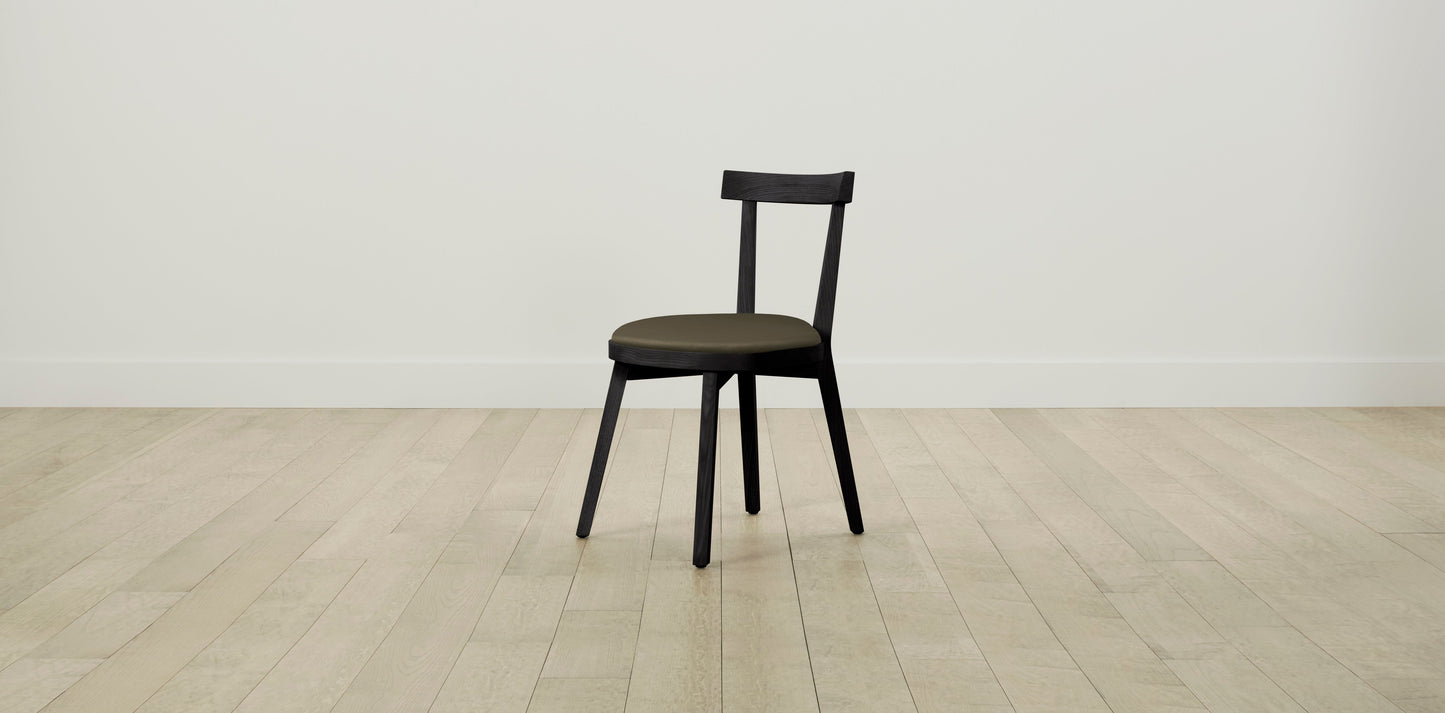 The Allen - Pebbled Leather Truffle Dining Chair