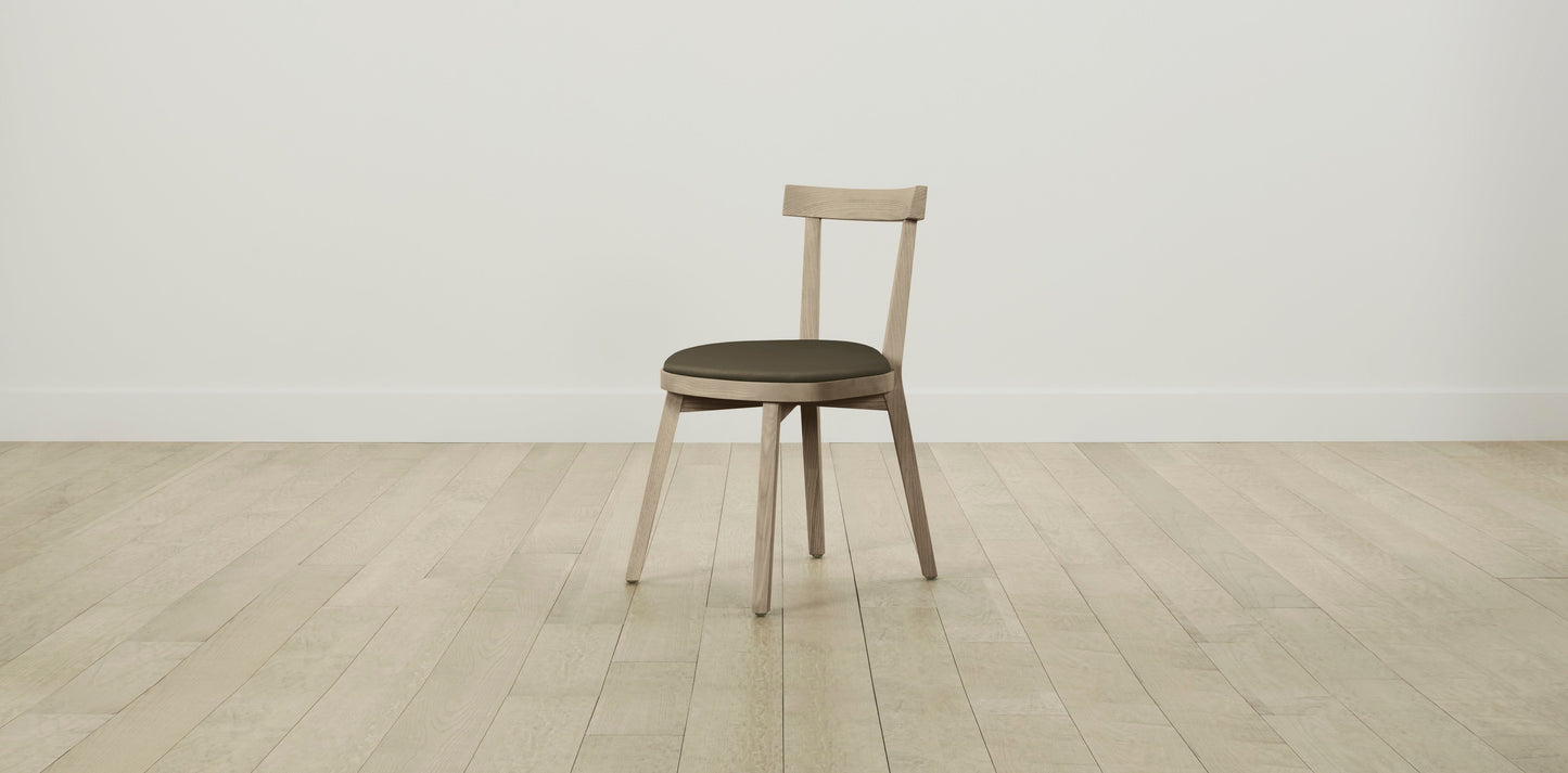 The Allen - Pebbled Leather Truffle Dining Chair