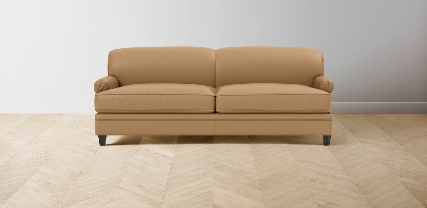 The Carmine - Pebbled Leather Latte Sofa