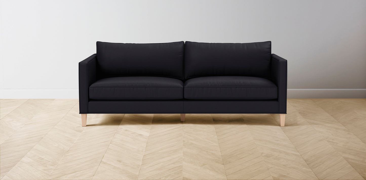 The Crosby - Pebbled Leather Ink Sofa