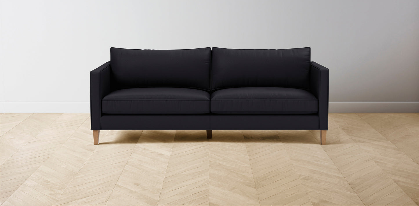 The Crosby - Pebbled Leather Ink Sofa
