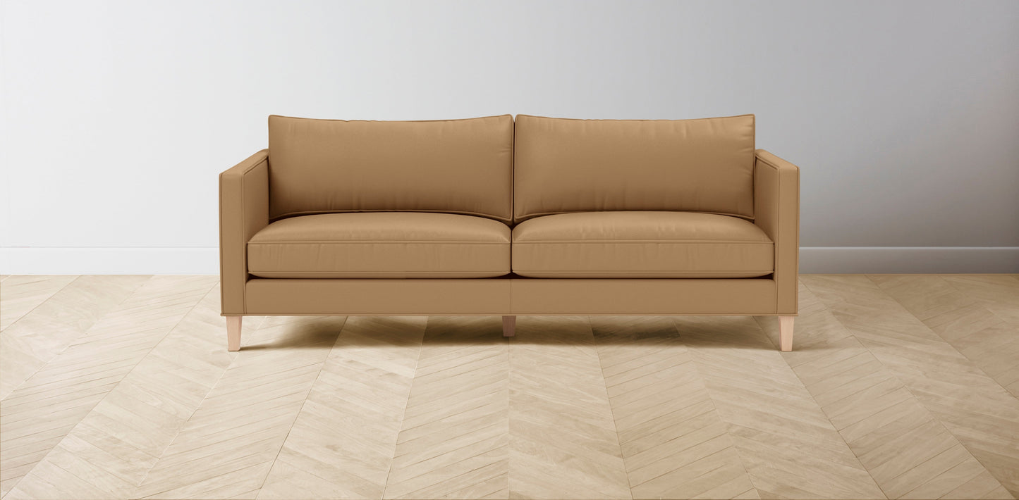 The Crosby - Pebbled Leather Latte Sofa