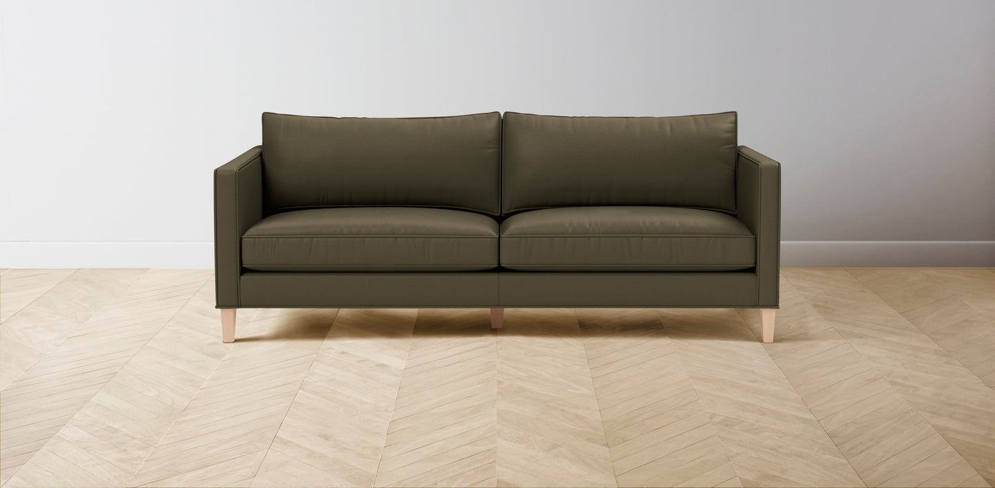 The Crosby - Pebbled Leather Truffle Sofa