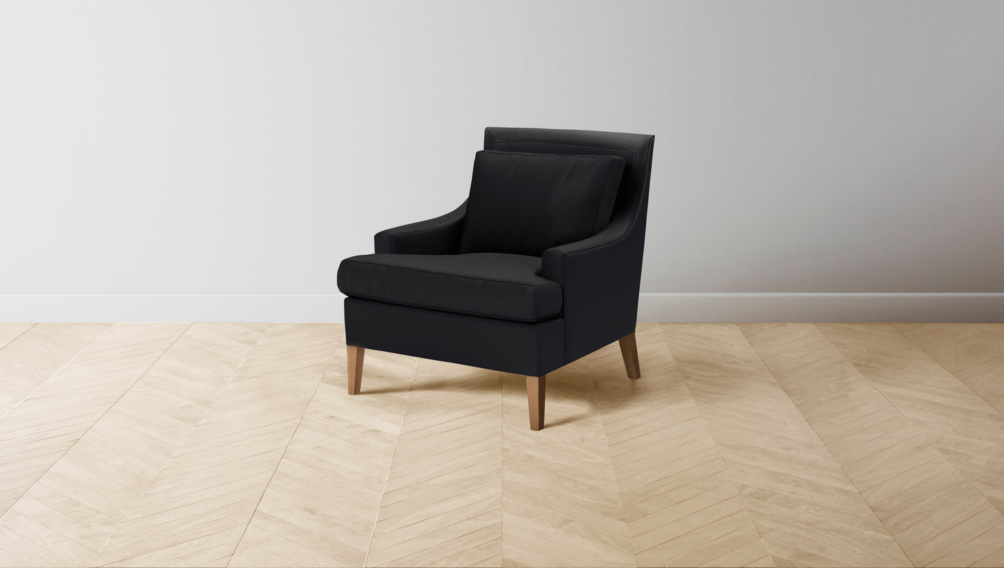 The Downing - Pebbled Leather Ink Chair