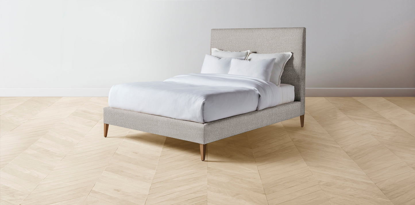 The Essex - Italian Bouclé Fossil Bed - 56" Headboard - Upholstered on reverse