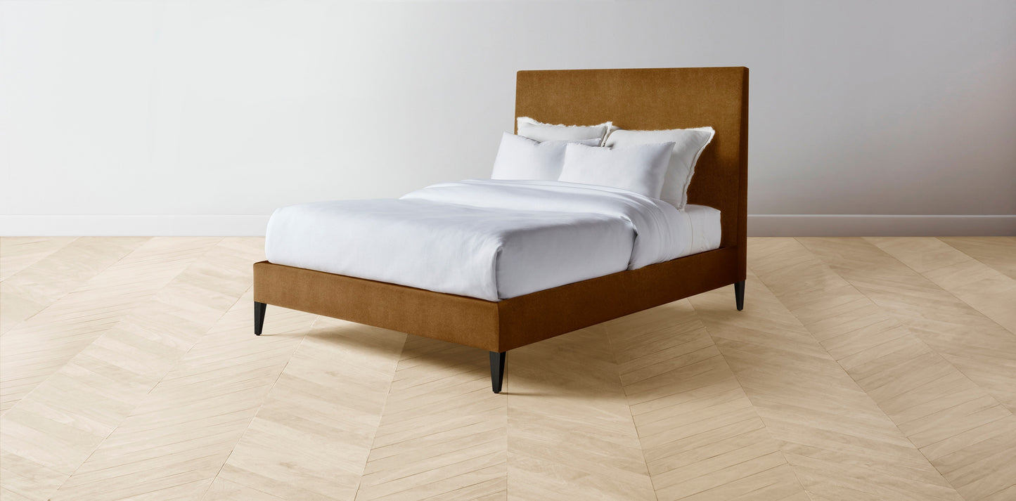 The Essex - Mohair Brown Sugar Bed - 50" Headboard - Upholstered on reverse