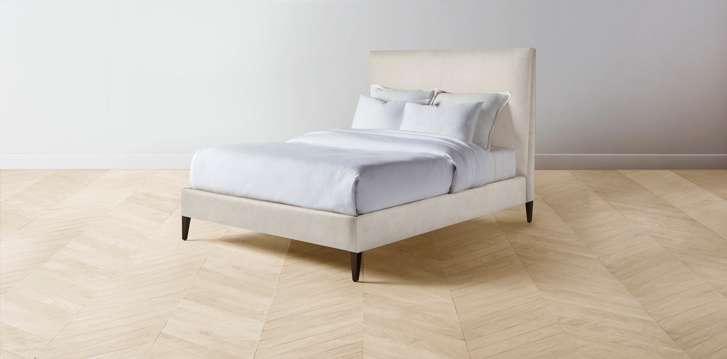 The Essex - Nubuck Leather Sail Bed - 56" Headboard - Muslin on reverse