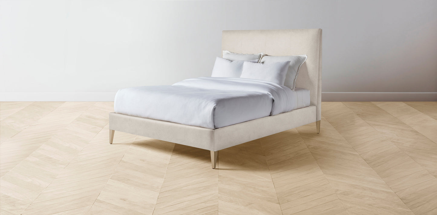 The Essex - Nubuck Leather Sail Bed - 56" Headboard - Muslin on reverse