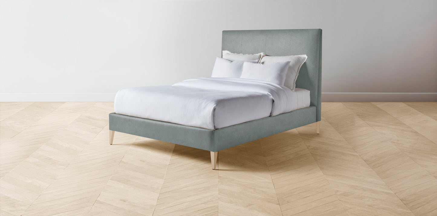 The Essex - Nubuck Leather Tide Bed - 60" Headboard - Upholstered on reverse