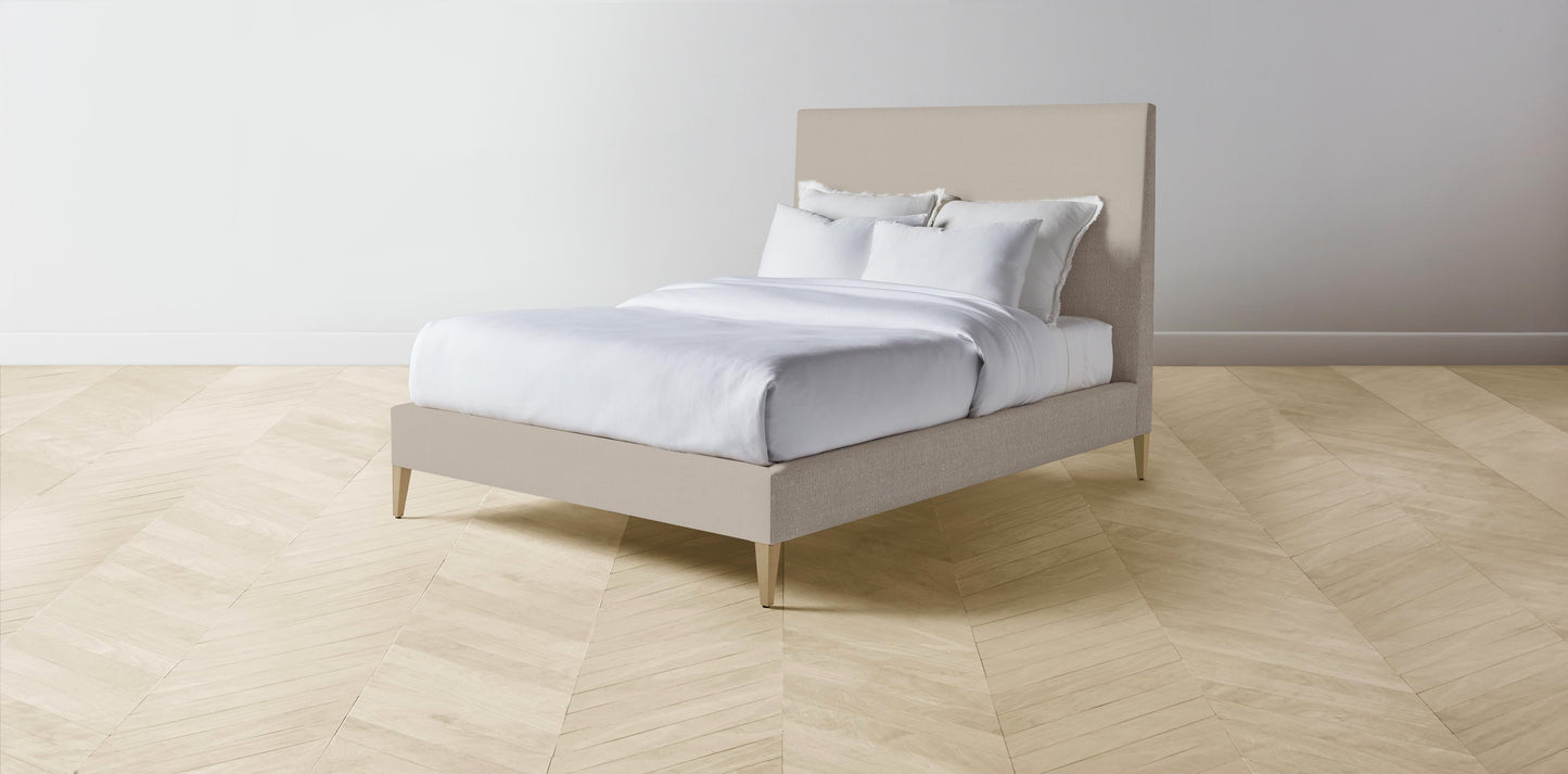 The Essex - Performance Bouclé Morel Bed - 56" Headboard - Muslin on reverse