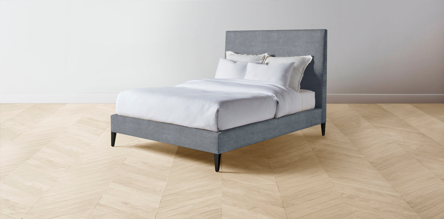 The Essex - Performance Melange Weave Aegean Bed - 50" Headboard - Upholstered on reverse