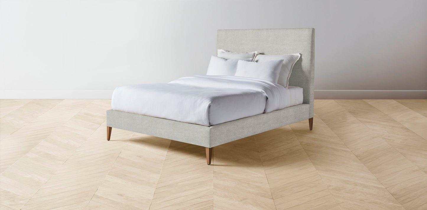 The Essex - Performance Melange Weave Flint Bed - 56" Headboard - Upholstered on reverse
