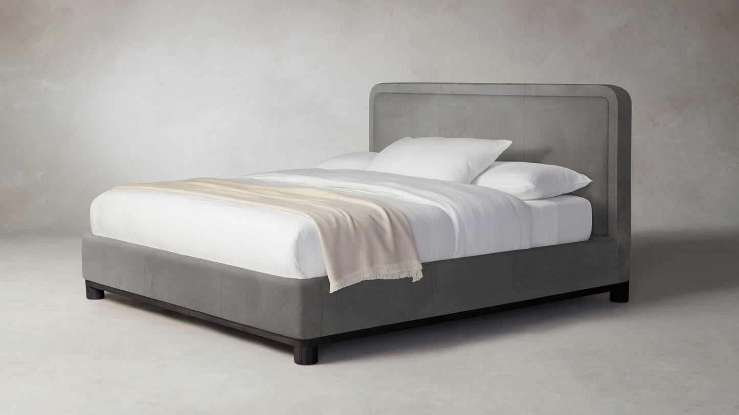 The Kent - Nubuck Leather Asphalt Bed - 53" Headboard
