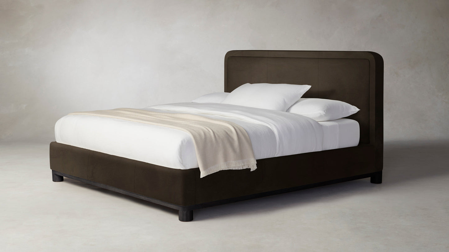 The Kent - Nubuck Leather Espresso Bed - 53" Headboard