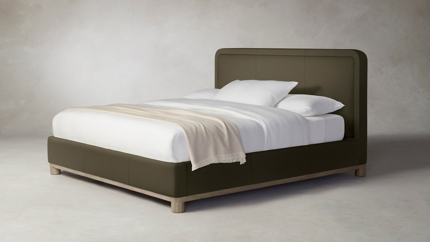 The Kent - Pebbled Leather Truffle Bed - 41" Headboard