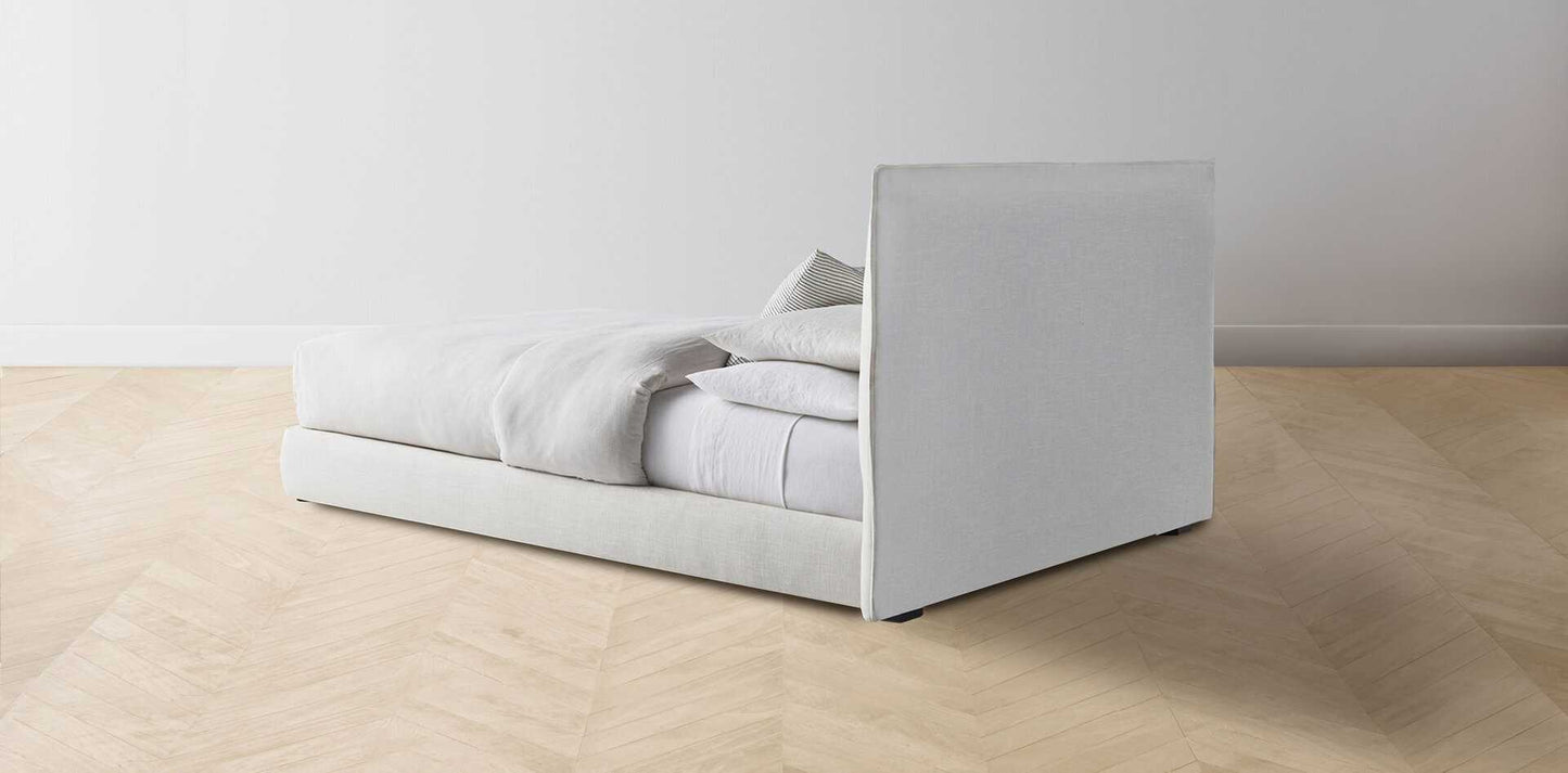 The Wythe - Pebbled Leather Latte Bed - 44" Headboard - Muslin on reverse
