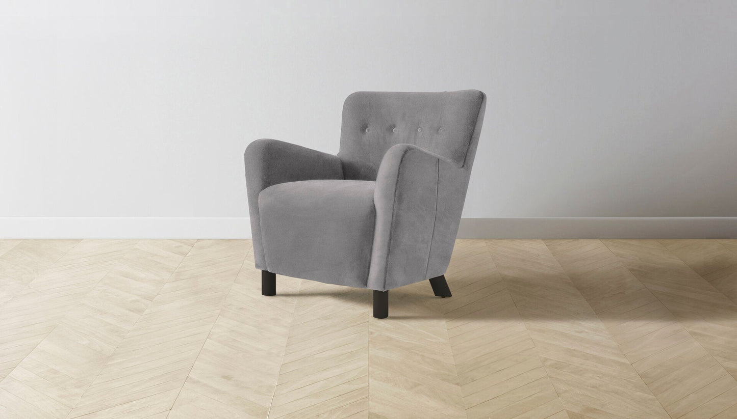 The Perry - Nubuck Leather Asphalt Chair - One size
