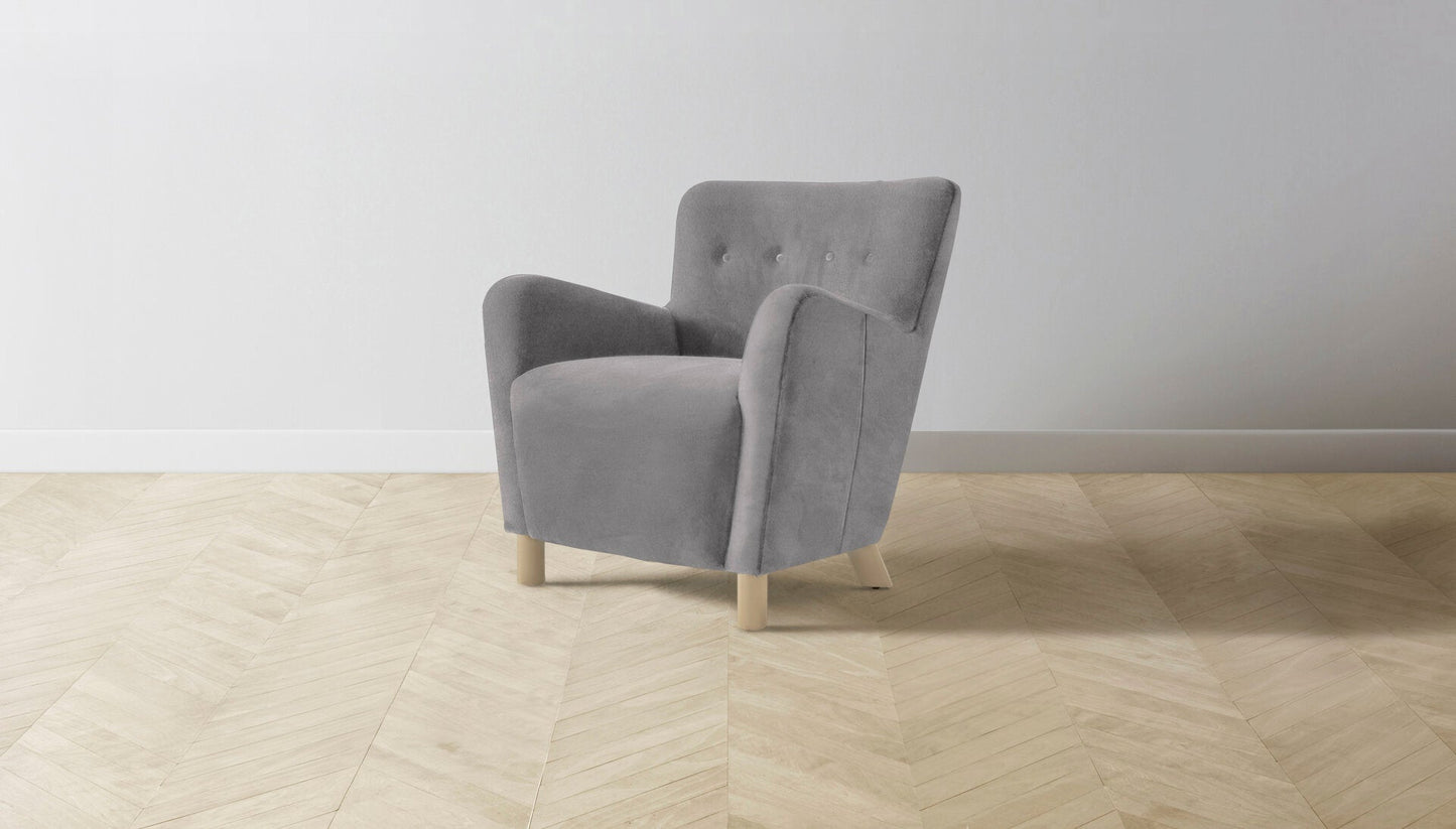 The Perry - Nubuck Leather Asphalt Chair - One size