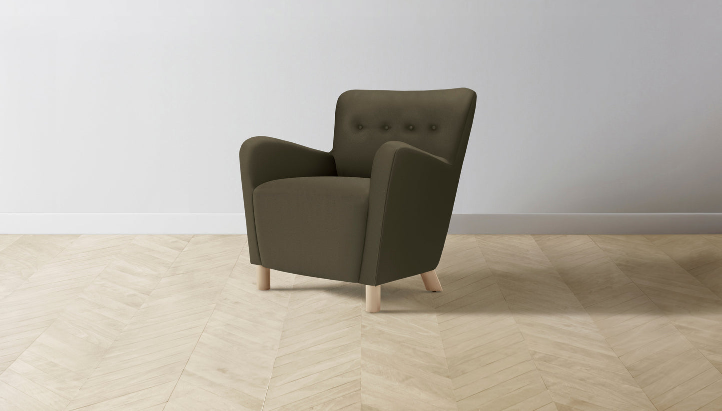 The Perry - Pebbled Leather Truffle Chair