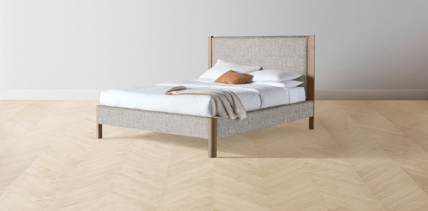 The Thompson - Belgian Linen Agate Bed - 48" Headboard - Muslin on reverse