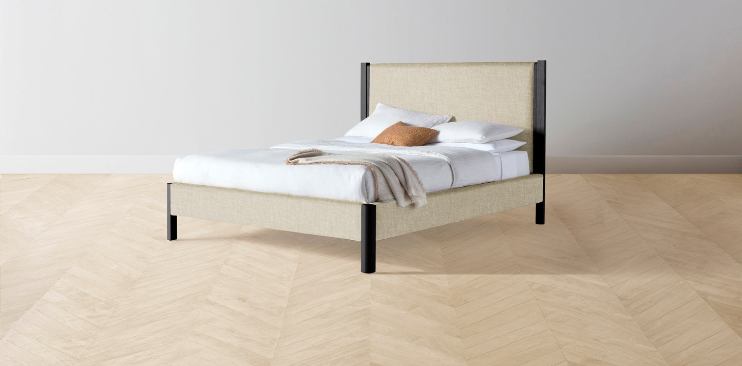 The Thompson - Belgian Linen Alder Bed - 48" Headboard - Upholstered on reverse