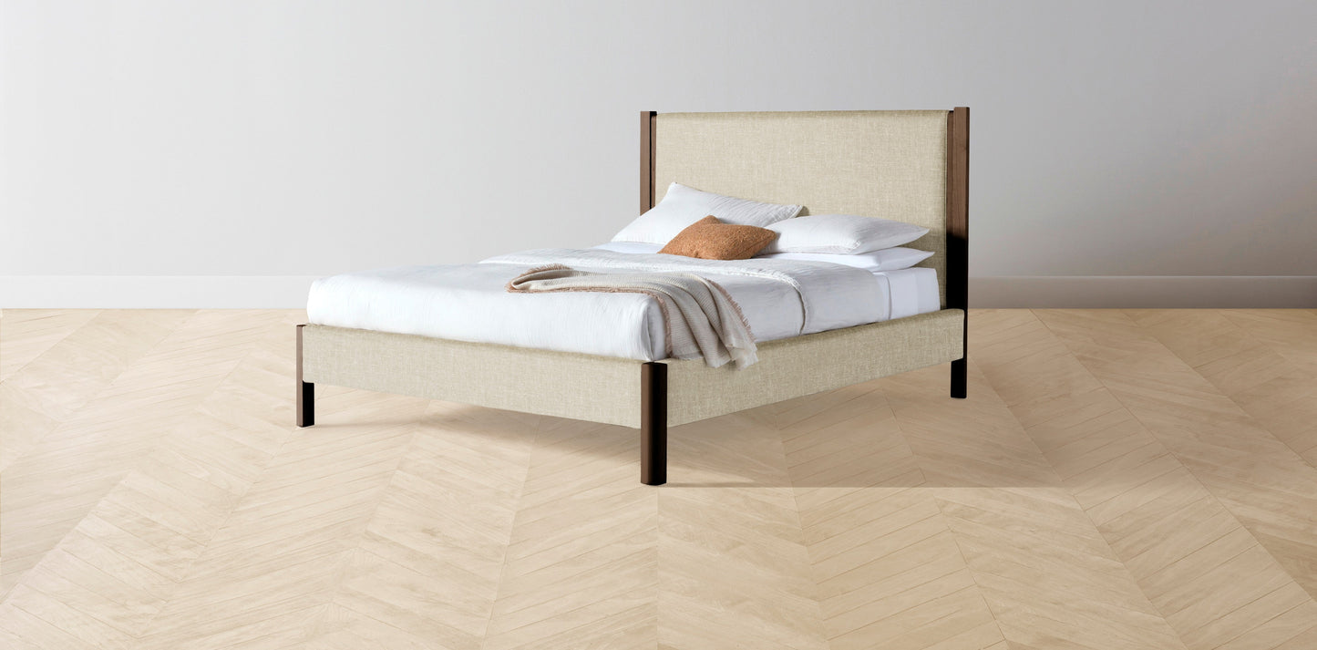 The Thompson - Belgian Linen Alder Bed - 48" Headboard - Muslin on reverse