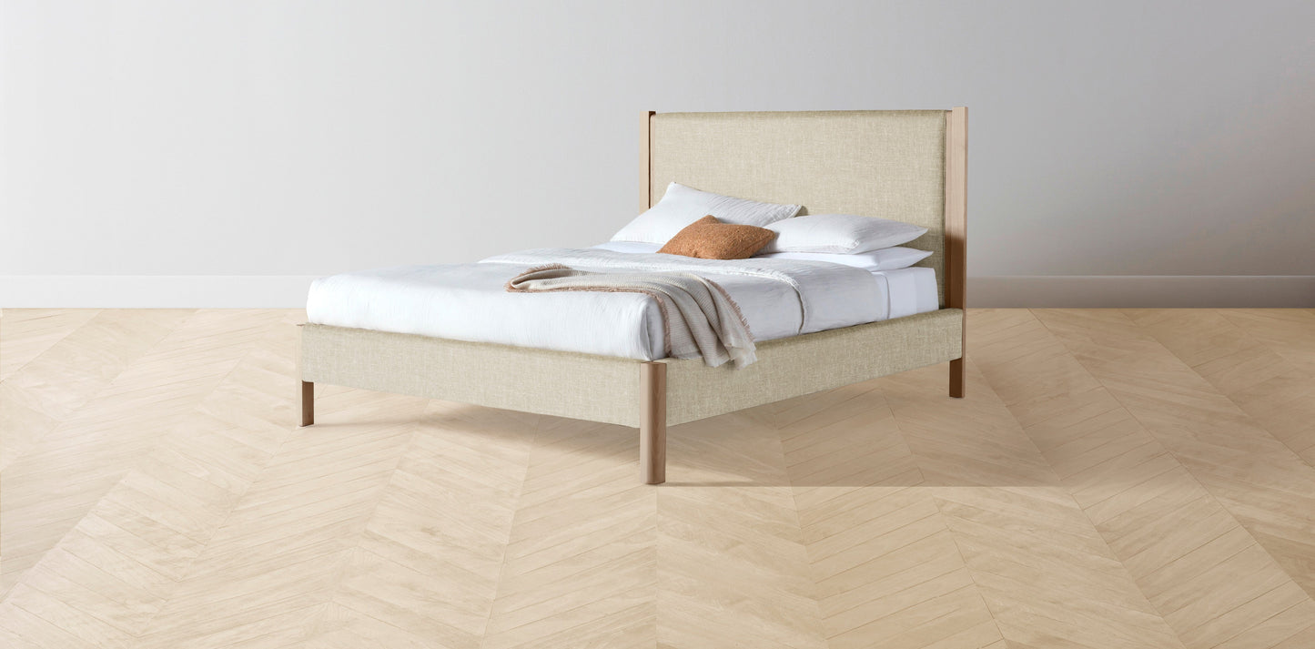 The Thompson - Belgian Linen Alder Bed - 48" Headboard - Muslin on reverse