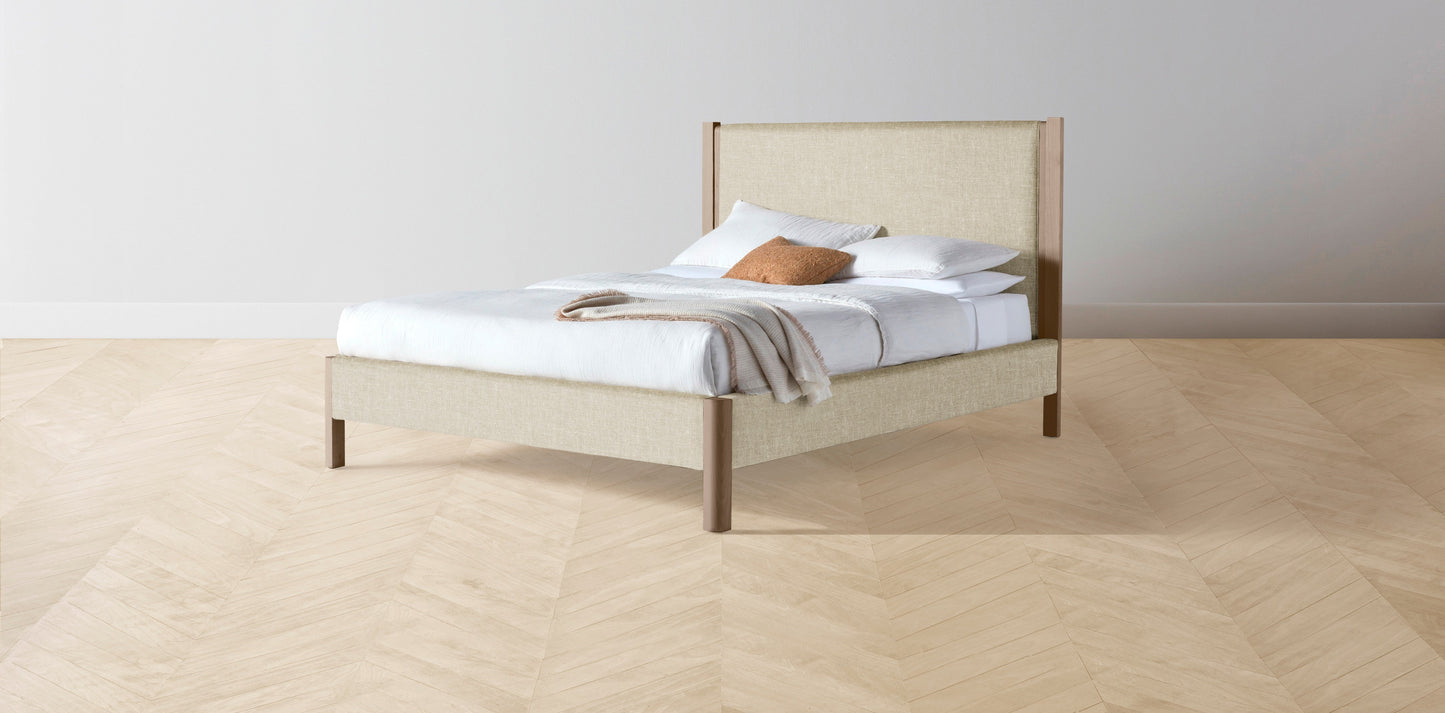 The Thompson - Belgian Linen Alder Bed - 48" Headboard - Muslin on reverse