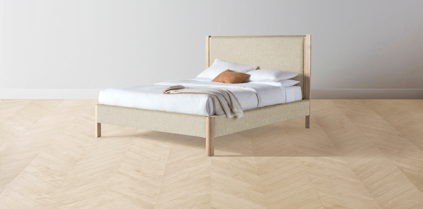 The Thompson - Belgian Linen Alder Bed - 48" Headboard - Upholstered on reverse