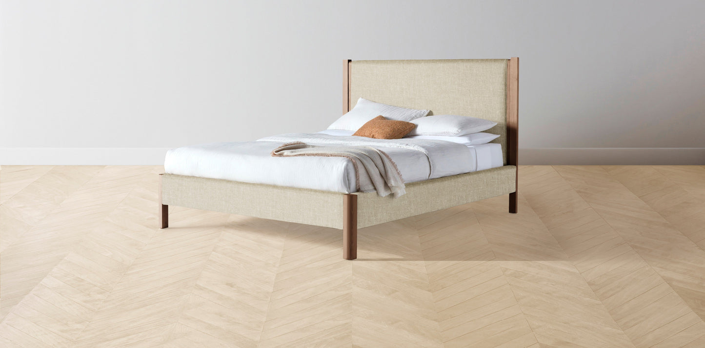 The Thompson - Belgian Linen Alder Bed - 48" Headboard - Upholstered on reverse