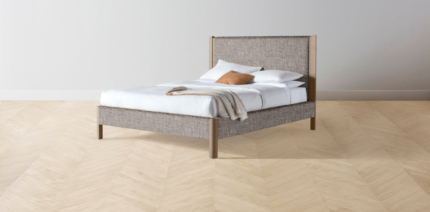 The Thompson - Belgian Linen Carob Bed - 48" Headboard - Upholstered on reverse
