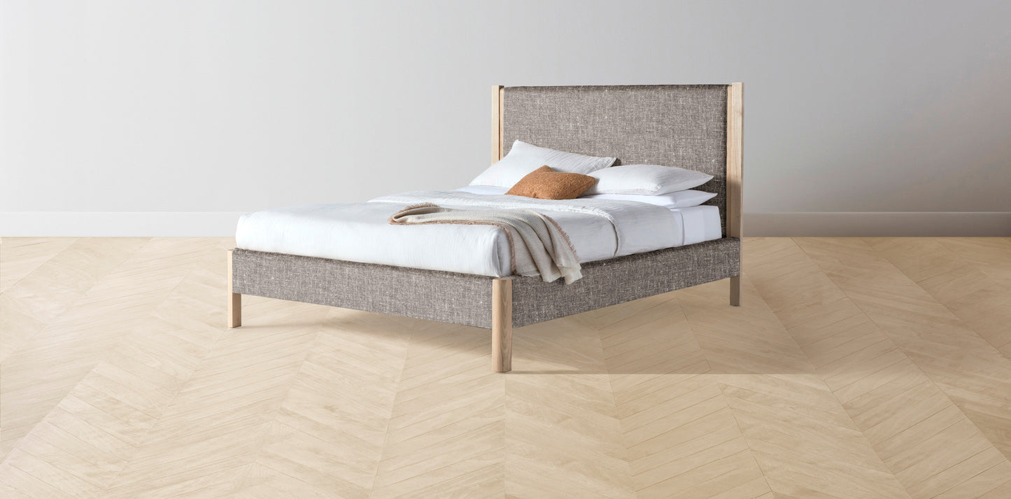 The Thompson - Belgian Linen Carob Bed - 48" Headboard - Upholstered on reverse