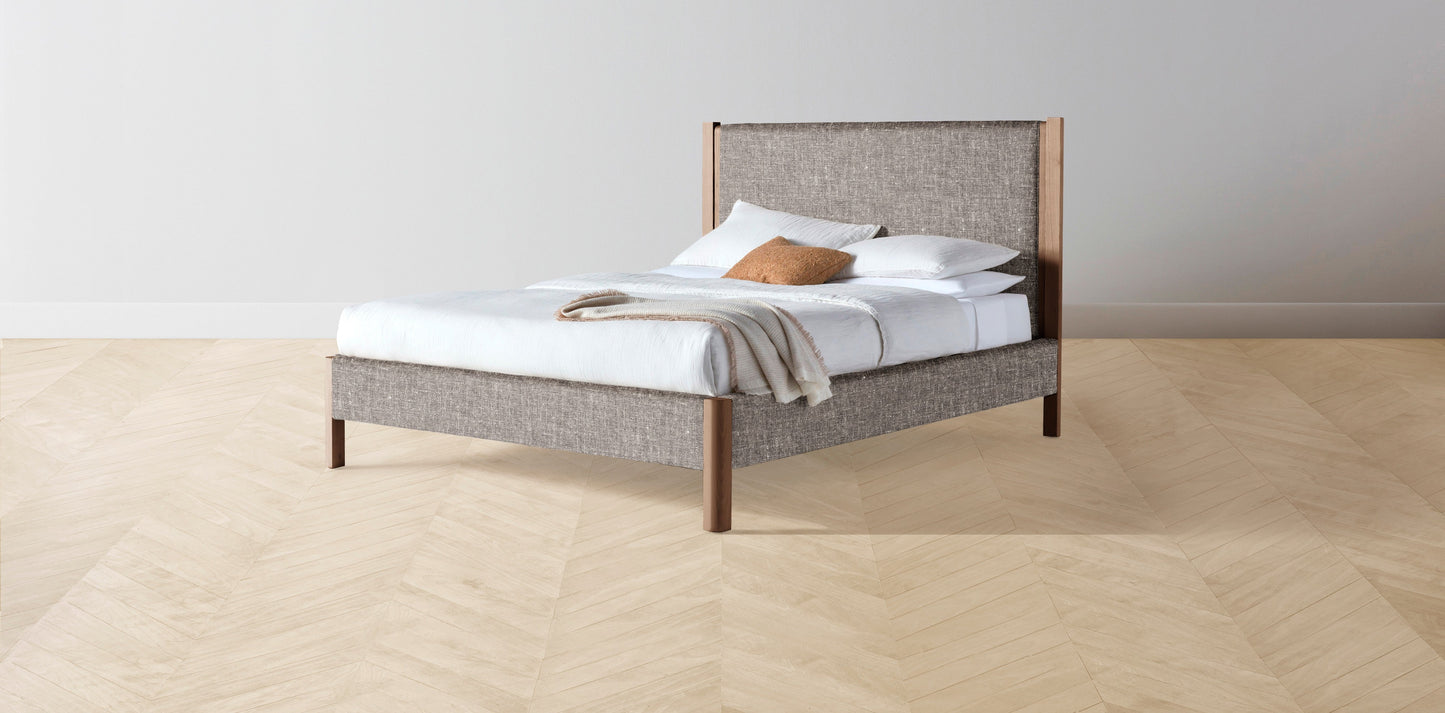 The Thompson - Belgian Linen Carob Bed - 48" Headboard - Upholstered on reverse