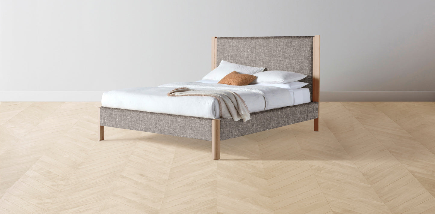 The Thompson - Belgian Linen Carob Bed - 48" Headboard - Upholstered on reverse
