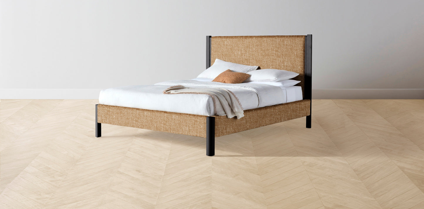 The Thompson - Belgian Linen Chai Bed - 48" Headboard - Muslin on reverse