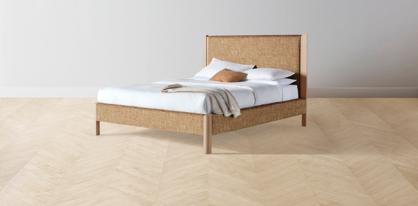 The Thompson - Belgian Linen Chai Bed - 48" Headboard - Muslin on reverse