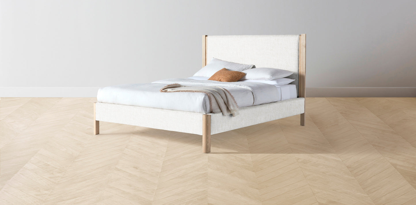 The Thompson - Belgian Linen Egret Bed - 48" Headboard - Muslin on reverse