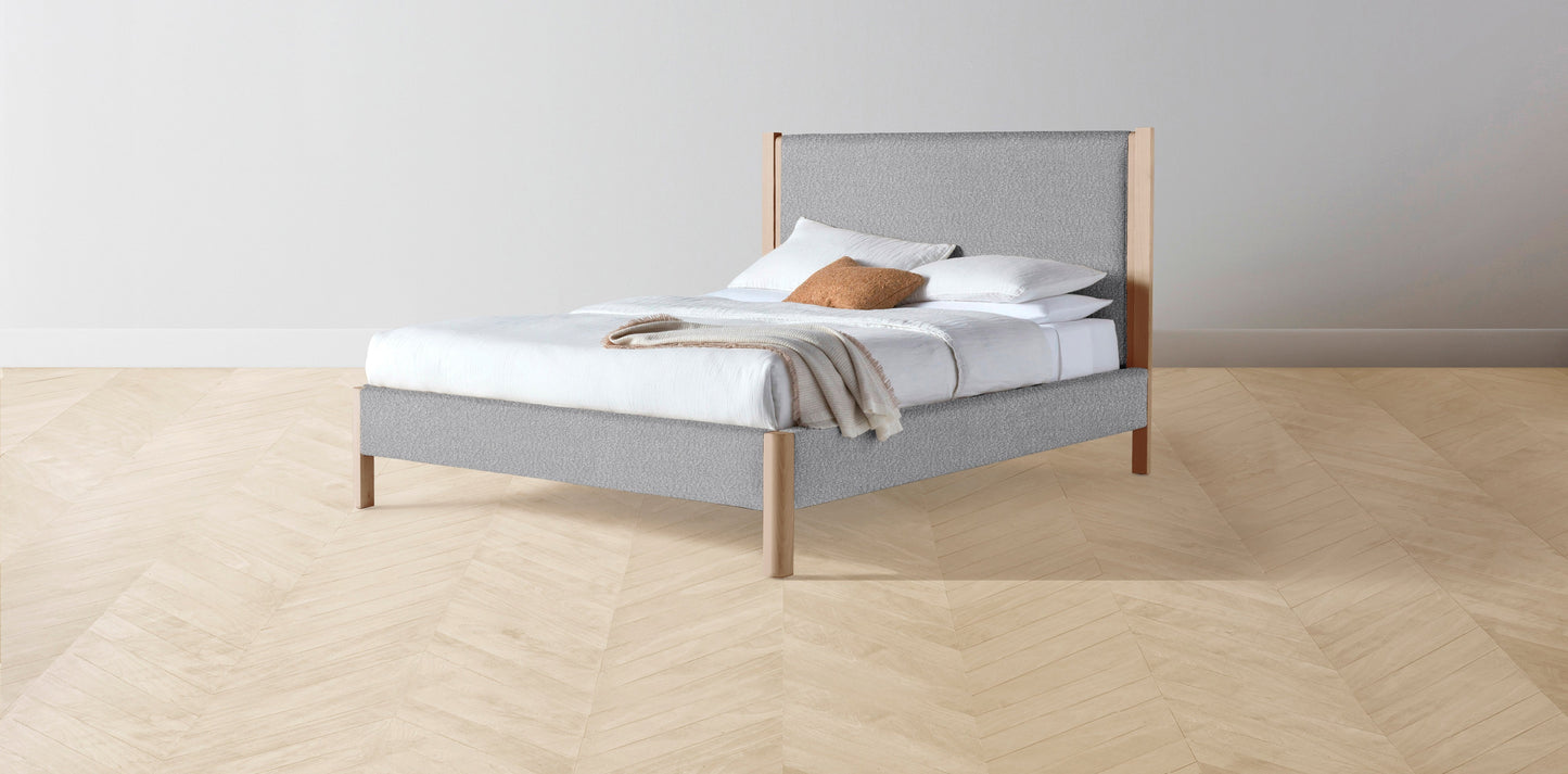 The Thompson - Italian Bouclé Waterfall Bed - 48" Headboard - Muslin on reverse