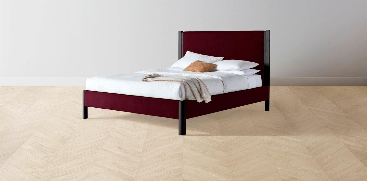 The Thompson - Mohair Crimson Bed - 48" Headboard - Upholstered on reverse