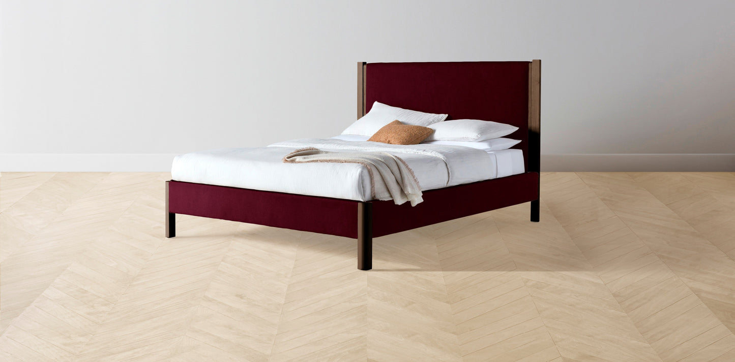 The Thompson - Mohair Crimson Bed - 48" Headboard - Upholstered on reverse