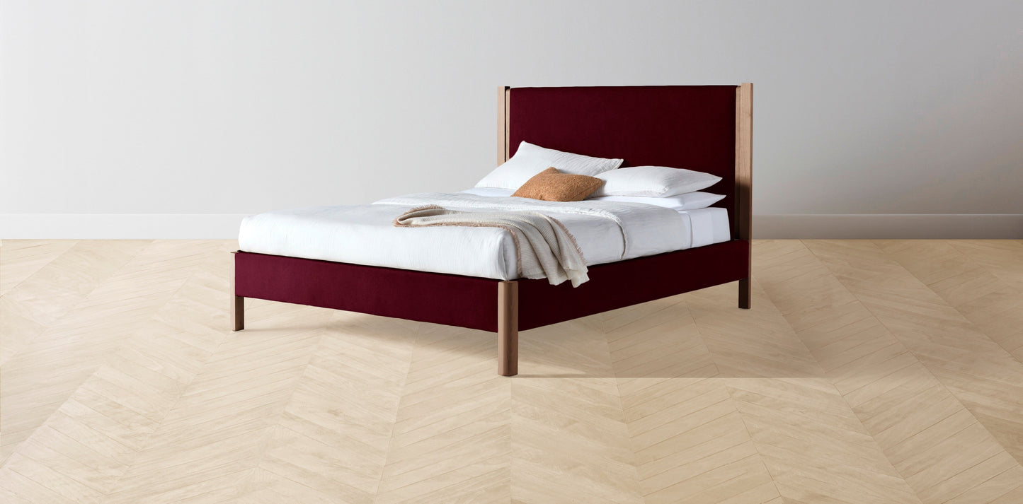 The Thompson - Mohair Crimson Bed - 48" Headboard - Upholstered on reverse