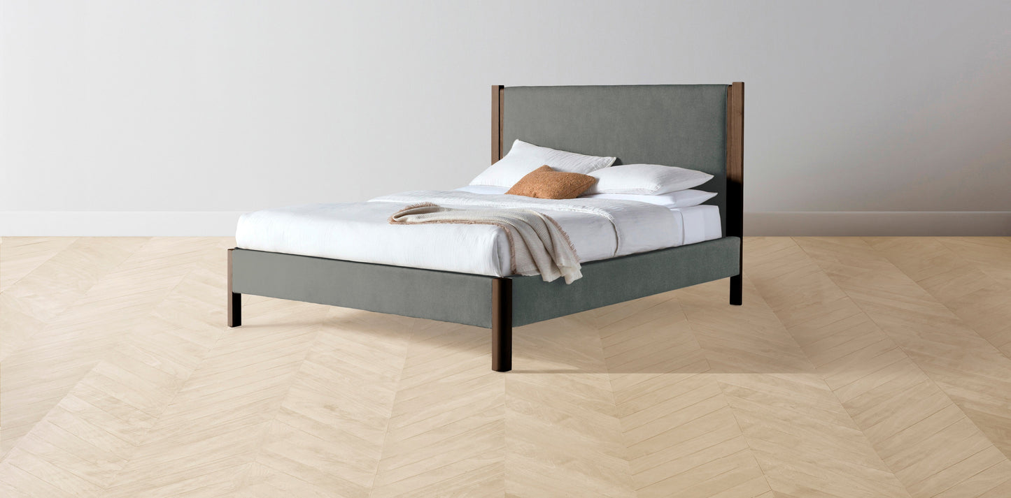 The Thompson - Mohair Fog Bed - 48" Headboard - Muslin on reverse