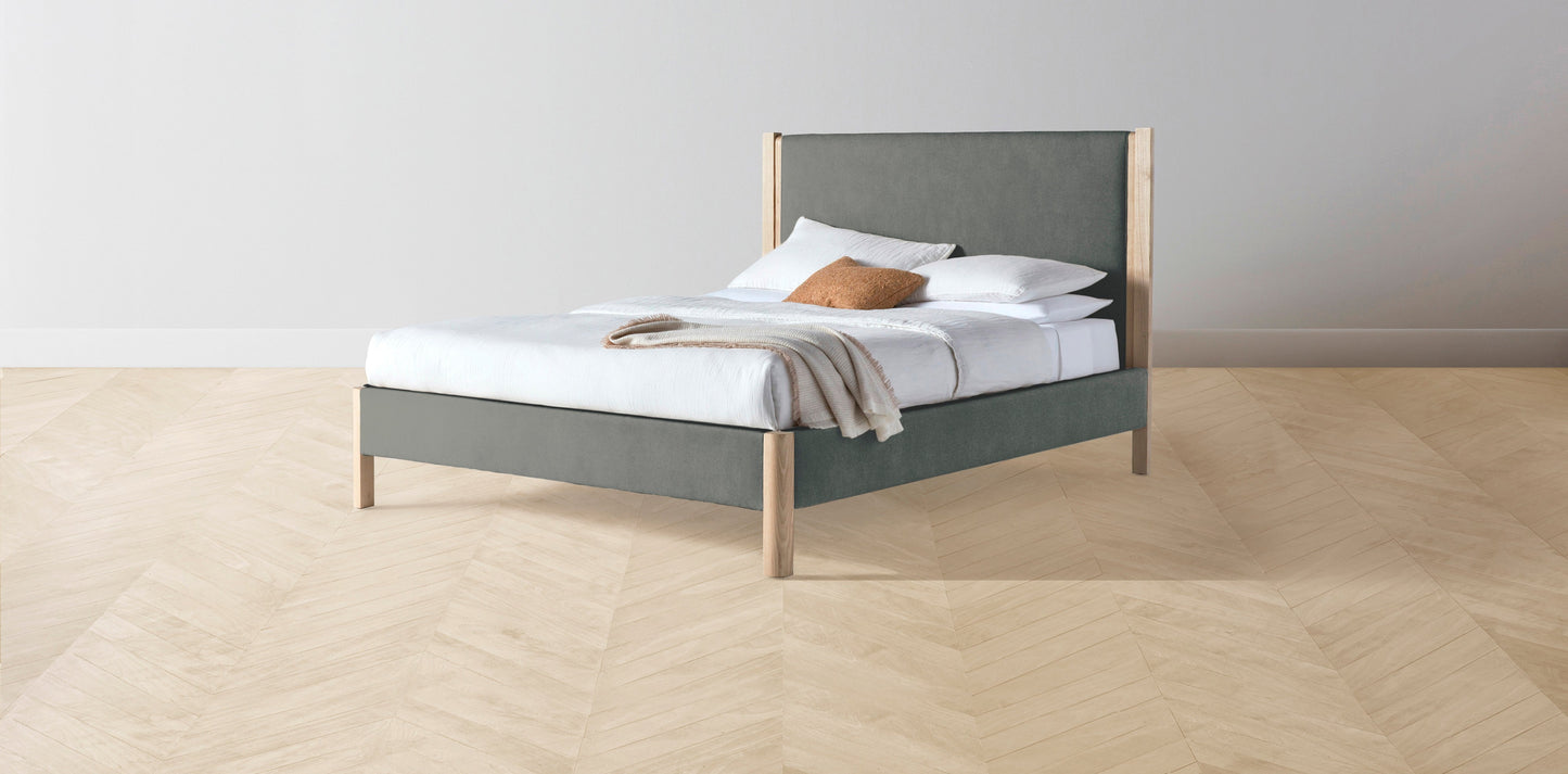 The Thompson - Mohair Fog Bed - 48" Headboard - Muslin on reverse