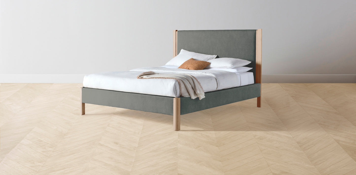 The Thompson - Mohair Fog Bed - 48" Headboard - Muslin on reverse