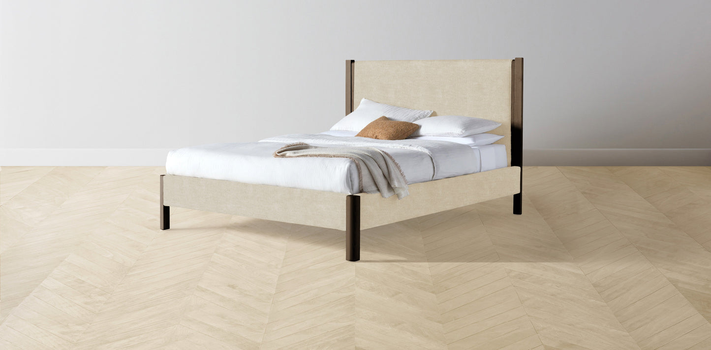 The Thompson - Performance Melange Weave Shell Bed - 48" Headboard - Upholstered on reverse
