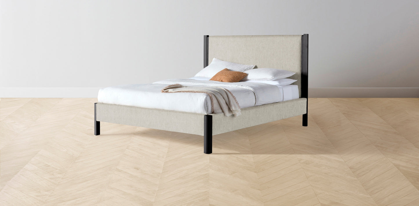 The Thompson - Performance Stonewashed Linen Dew Bed - 48" Headboard - Muslin on reverse