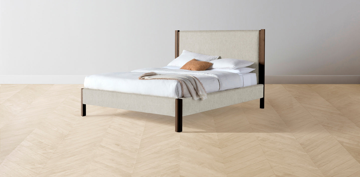 The Thompson - Performance Stonewashed Linen Dew Bed - 48" Headboard - Muslin on reverse
