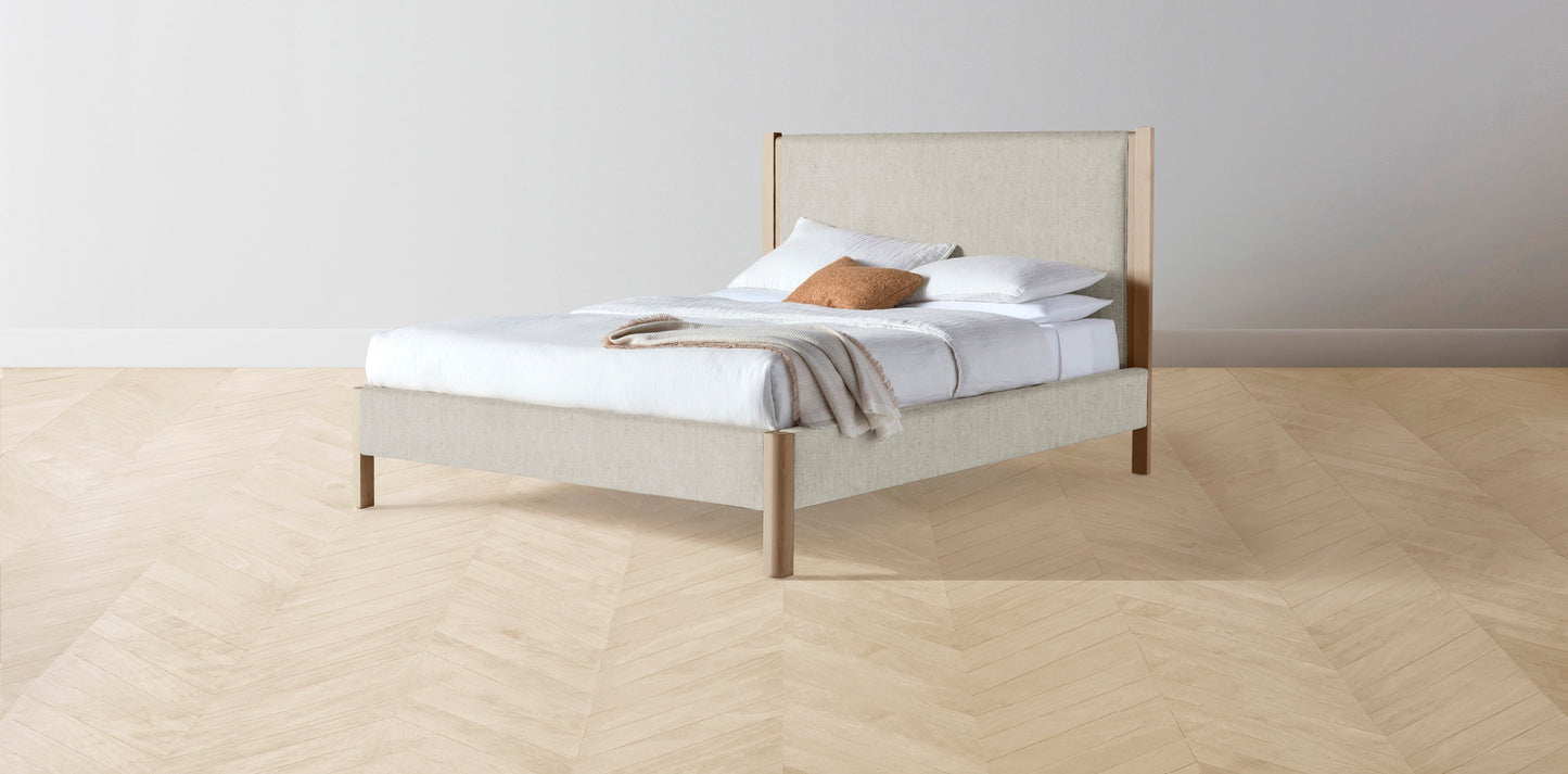 The Thompson - Performance Stonewashed Linen Dew Bed - 48" Headboard - Muslin on reverse
