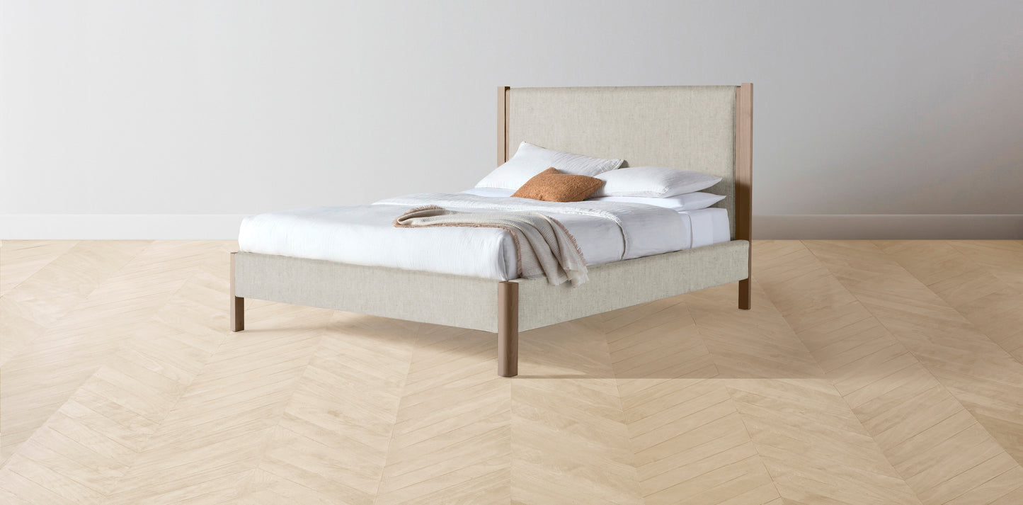 The Thompson - Performance Stonewashed Linen Dew Bed - 48" Headboard - Muslin on reverse